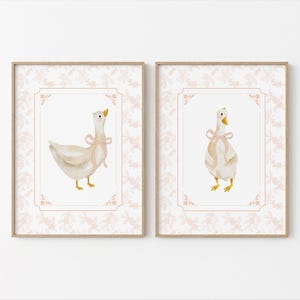 Pink Silly Goose Nursery Prints, Set of 2, Pink Wall Gallery, Sweet ...