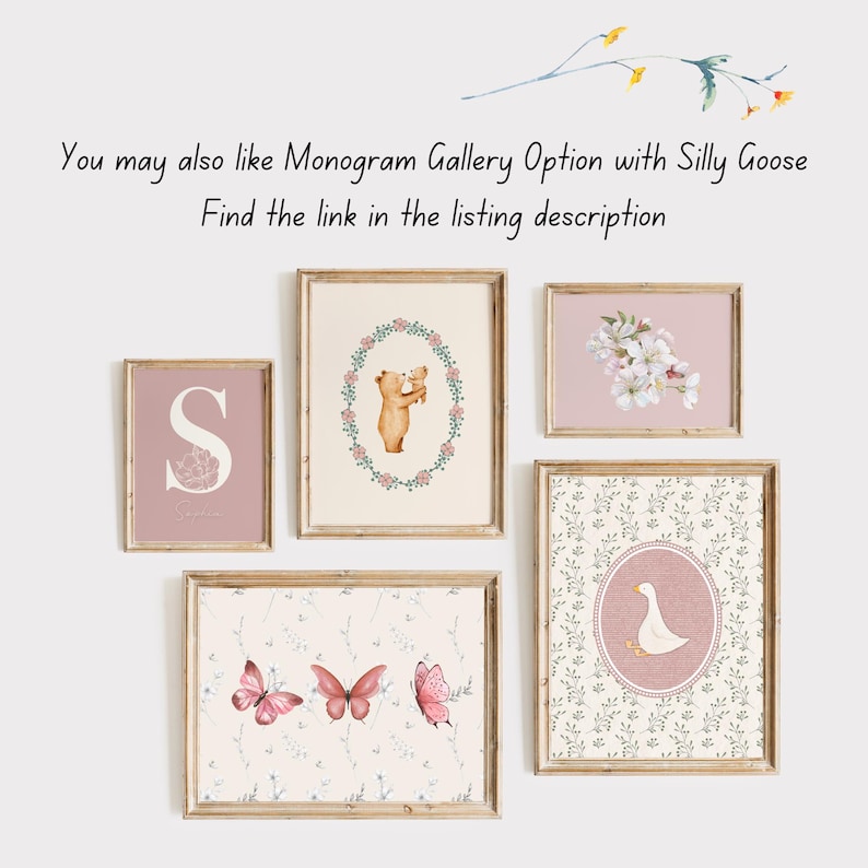 Pink Vintage Silly Goose Nursery Print, Sweet Floral Nursery Decor ...