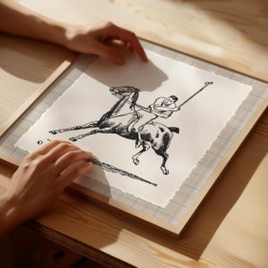 Vintage polokunst aan de muur, poster pastel esthetiek, klassieke kinderkamer, elegante kamer decor, Grandmillenial print babyjongen, kunst paardrijden
