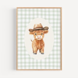 Highland Cow Nursery Print, Cowboy Print, Sage Green Wall Art, Toddler Room Décor, Western Nursery, Boys Nursery Prints, Cow Printable Art
