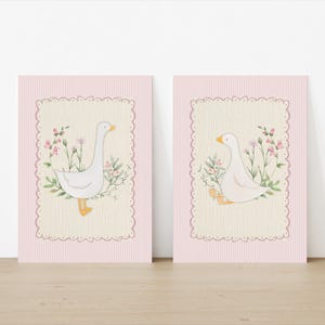 Vintage Pink Silly Goose Nursery Prints, Pink Wall Gallery, Sweet ...