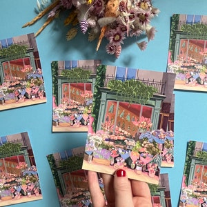 Carte postale Le fleuriste, impression d'art fleuriste A6