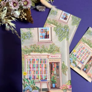 Postal de la librería Once Upon a Time, lámina artística para lectores en tamaño A6, regalo para amantes de los libros, decoración para amantes de los libros, laminada en terciopelo