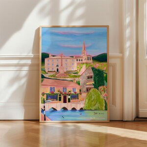 Bakewell, impressão artística de Derbyshire, ilustração de Peak District, pôster de viagens, decoração de casa, ilustração de Bakewell Town