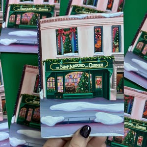Carte de voeux artistique inspirée de You've got mail, carte de librairie de Noël, film romantique festif, cadeau de pendaison de crémaillère, anniversaire, carte de fête