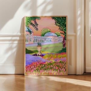 Botanische Gärten Sheffield Kunstdruck, Tropische und Florale illustrierte Wandkunst Sheff Yorkshire UK Bunte Illustration, A5 A4 Home Décor