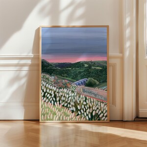 Monsal Head Derbyshire Art Print, Bunte Reise-Illustration aus dem Peak Distrikt, A5 A4 Home Décor, Illustrierte Wandkunst