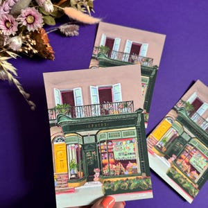 Carte postale artistique The Craft Shop, impression A6 colorée illustrée pour devanture de magasin – velours plastifié