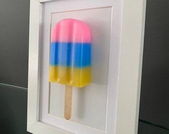 Resin Ice Lolly Sculpture, Framed Candy Art, Colourful Home Decor
