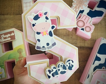 Farm 3D Letter/ Farm 3D Letters/ Girl Farm Birthday Party Decorations/ Farm Animals Birthday/ Cute Farm Party Decorations