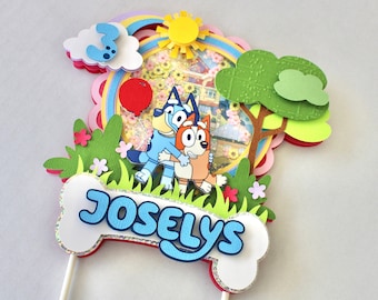 Bluey Cake Topper/ Bluey Centerpieces/ Bluey Party Decorations/Bluey Birthday Party/ Bluey and Bingo Cake Topper