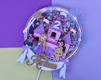 Princess shaker Cake Topper/Baby Princess Cake Topper/ Princess Party Decorations/ Princess Birthday Party/Personalized Princess Cake Topper