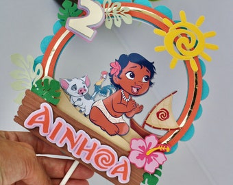 Personalized Moana Cake Topper: Princess Theme Party Decoration