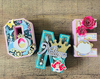 Princesses 3D Letter/ Custom 3D Letters/ Princess Birthday Party Decorations/ Personalized 3D Letters/ Princess Party Decorations