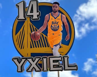 Golden State Cake Topper/ Stephen Curry Cake Topper/ Basketball Party Decorations/ Golden State Birthday Party/ Basketball Cake Topper