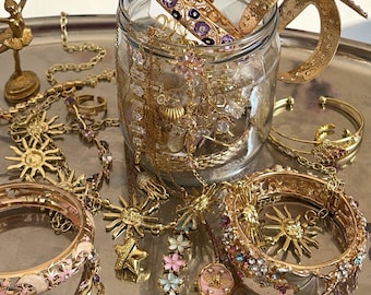 Vintage Fairy Mystery Jewelry Jar | Curated Necklace Bracelet Ring Gift For Her