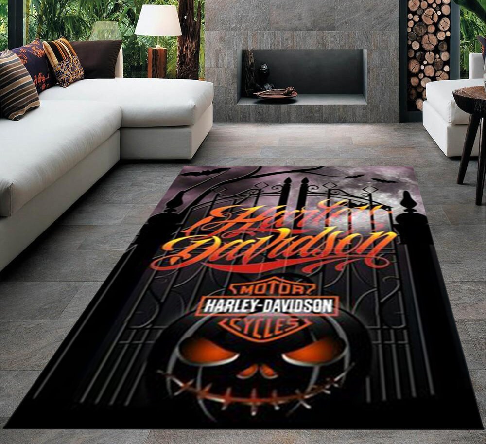 Harley Rug,Garage Room Carpet,Harley Fans Rug,Harley Davidson Rug,Teens Room Rug,Living Room Rug,Custom Rug,Game Room Rug Version 23 By Blueshirtfarm Fashion