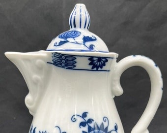 Vienna Woods blauwe uiencreamer kruik met deksel 10 Oz 6,25" hoge Seymour Mann