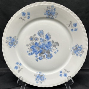 Vtg Fine Bohemian China Blue Floral 10” Porcelain Dinner Plate