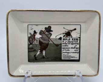Vintage 1962 Delano Studios Ceramic Tray Hang Rule XXIII Of Golf Perrier Water