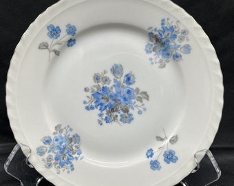 Vintage fein Boho China Blau Floral Porzellan Silberrand 6,75 Brotteller