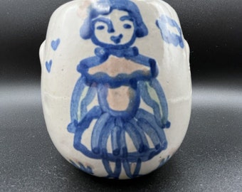 MA Hadley Stoneware Art Pottery Farmer's Wife Floral Zuckerdose ohne Deckel