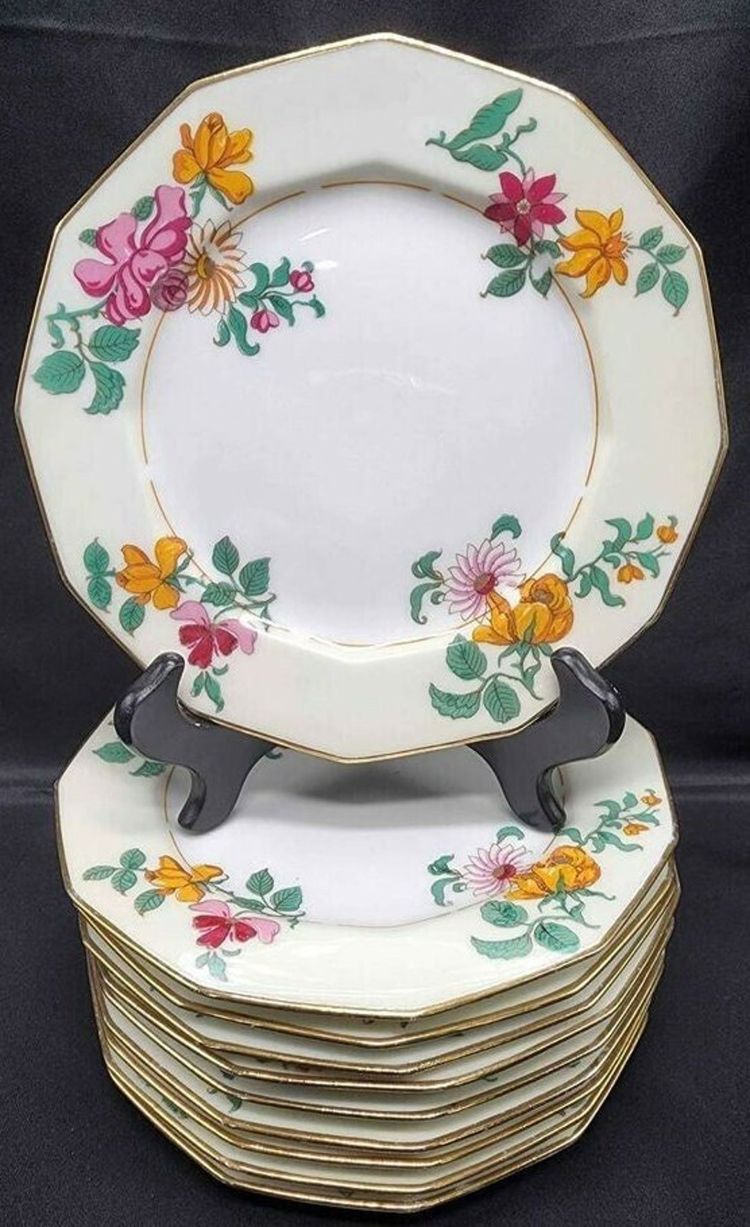 Vintage C Ahrenfeldt Limoges France Dodecagon Floral 7.5