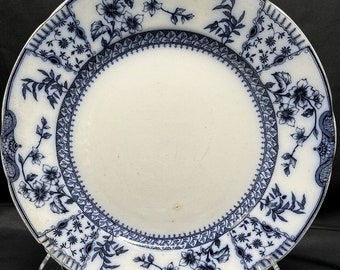 Antiker Ridgways Royal Halbporzellan Litchfield Blauer und weißer Frühstücksteller