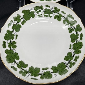 Antique German Meissen Porcelain Bowls Plates Green Napoleon Ivy Empire