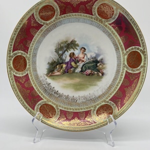 Antique Royal Vienna Porcelain Charger Wall Blue Beehive Hanging