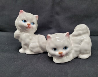 Vintage Enesco weiße Katzen Salz und Pfefferstreuer
