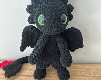 Gehaakte knuffel Night Fury/pluche draak