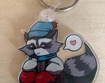 Cozy Raccoon Keychain
