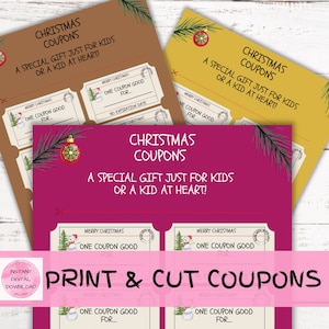 Christmas coupon printable activities for kids |INSTANT DIGITAL DOWNLOAD | Stocking Stuffer Gift |Homemade Christmas present| advent gifts