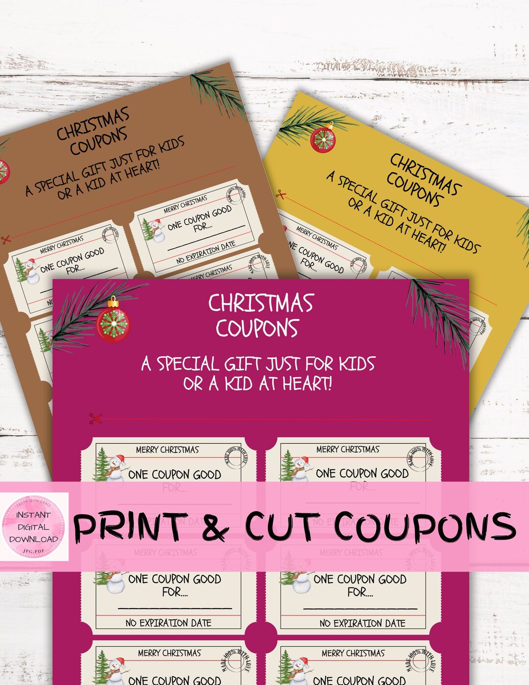 Christmas Coupon Printable Activities for Kids INSTANT DIGITAL DOWNLOAD