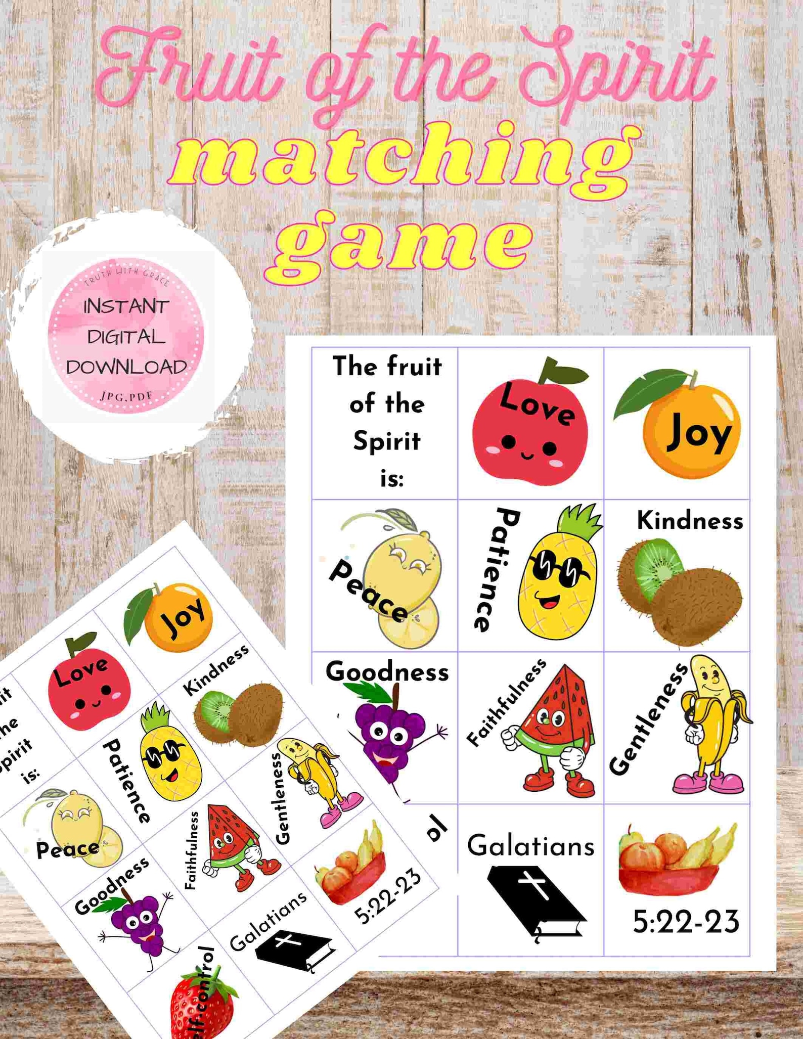 Fruit of the Spirit Matching Game: Galatians 5 Printable (digital ...