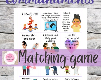 10 Commandments Matching Game: Bible Verse Activity (Digital Download)