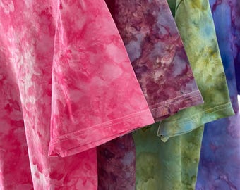 Multiple Color Options! Ice Tie-Dye T-Shirt – Hand-Dyed Soft Cotton - One-of-a-Kind Wearable Art for Everyday Style!! Shirt + Bandana Combo