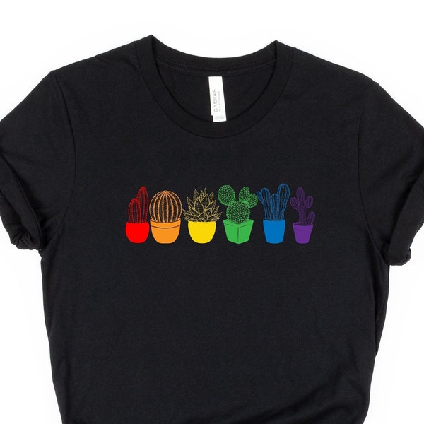 Rainbow Cactus Shirt, Pride Succulent Shirt, LGBTQ Plant Shirt, LGBT Flowers Shirt, Queer Flag Tee, Pride Cactus Tshirt, Subtle Queer Shirt