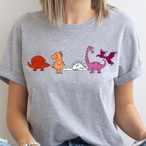 Lesbian Dinosaur Shirt, Subtle Lesbian Flag Tshirt, LGBTQ Dino Shirt, Lesbian Pride Gift Tshirt, Queer Girls Tee, Lesbian Girlfriend Shirt