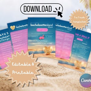 Love Island-vrijgezellenfeestbundel | Bewerkbare canvassjablonen | Tropische vrijgezellenuitnodiging en spelletjes | Direct downloaden