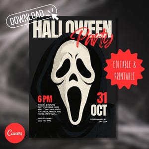 Halloween Party Invitation | Ghost Editable Canva Template | Printable Scary Costume Party Invite | Digital Download