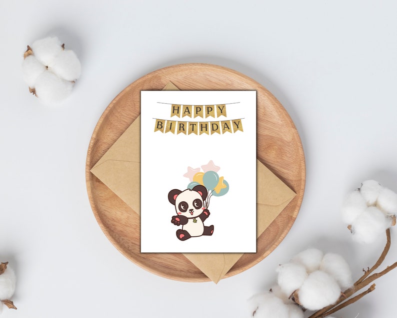 Printable Birthday Card Cute Panda Birthday Card Birthday Card Birthday Gift Gifts for Birthday ...
