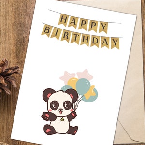 Printable Birthday Card | Cute Panda Birthday Card | Birthday Card ...