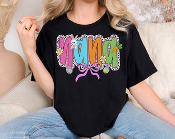 Ostern Shirt für Frauen, süßes Nana T-Shirt, Geparden-Print Nana, buntes Frühlings-Shirt, Leoparden-Print, Mama Geschenk, Pastell-Outfit, trendiges Urlaubs-T-Shirt, Nana
