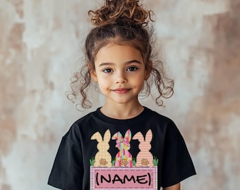 kundenspezifisches trendiges niedliches Ostern-Kinder-Hemd, lustiges Häschen-T-Shirt für Jungen- und Mädchen, passendes Geschwisterkind, T-Shirt, kundenspezifische, Frühlingsgeschenkidee, Geburtstag, Spieldatum
