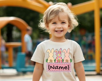 benutzerdefinierte niedliches lustiges Ostern-Shirt, trendiges Häschen-Kleinkind-T-Shirt, Outfit für Kleinkind-Jungen oder Mädchen, benutzerdefiniertes Shirt, Frühlings-Kinder-Grafik-T-Shirt, Playdate-Shirt
