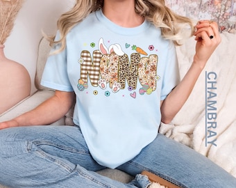 Ostern Shirt für Frauen, süßes Nana T-Shirt, Geparden-Print Mutter, buntes Frühlings-Shirt, Leoparden-Print, Pastell-Outfit, trendiges Urlaub-T-Shirt, Nana