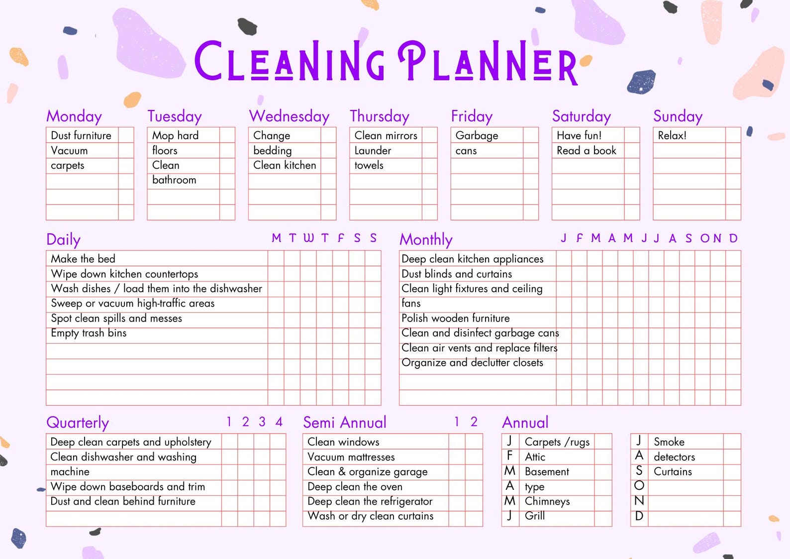 Editable and Printable Cleaning Schedule Checklist - Etsy Canada