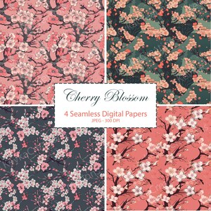 Kirschblüten-nahtloses Muster, digitales Papier, Sakura-Baum, druckbares Muster, kommerzielle Nutzung, persönlicher Gebrauch